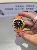 3K百达翡丽手雷系列324SC一体自动机械手表玫瑰金橙色胶带男士腕表